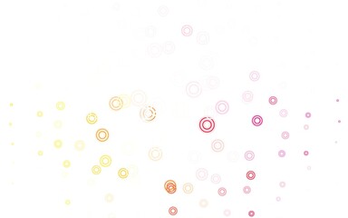 Light Red, Yellow vector background with bubbles.