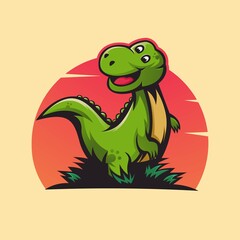 Cute Dinosaur sport mascot logo design illustration. concept style for badge, emblem and t shirt printing