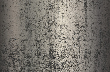 Luxury steel, platinum, chromium black metal gradient background with distressed cracked concrete texture.