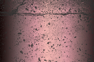 Luxury golden pink black metal gradient background with distressed cracked concrete texture.