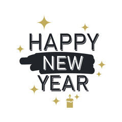 Happy New Year 2020, holiday, simple lettering typography, gift or invitational card, invitation EPS Vector