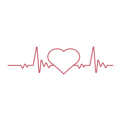 Heart beat, heartbeat monitor pulse line art icon for medical apps and websites EPS Vector