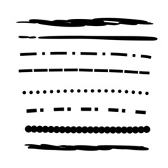 Set of handmade, hand drawn underline strokes isolated on white background EPS Vector 