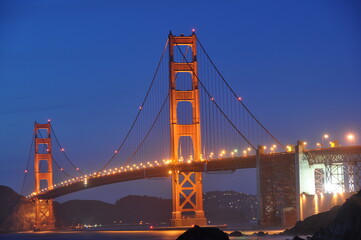 Night photo of golden gate bridge in san francisco