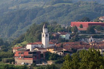 Fototapeta na wymiar Small European village with church. 