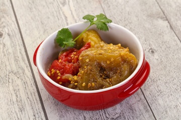 Caucasian cuisine - baked eggplant and tomato