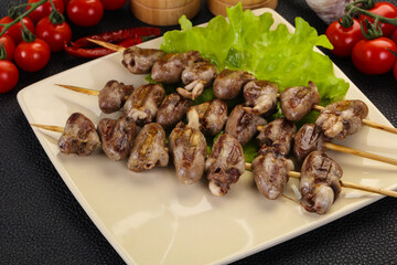 Chicken hearts skewer