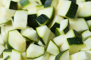 chopped raw zucchini closeup