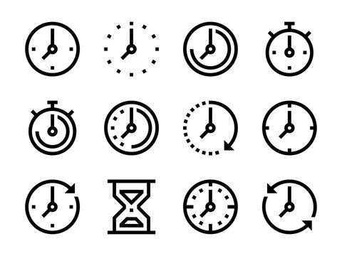 Clock and time vector icons.