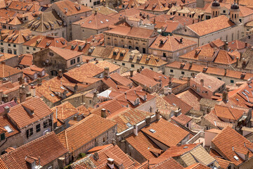 View from the fortress Dubrovnik on parts of the medieval city. One can walk around on the ramparts...