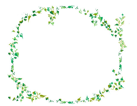  decorated Iluustration frame for invitation  card or annoucement withgreen leaves design