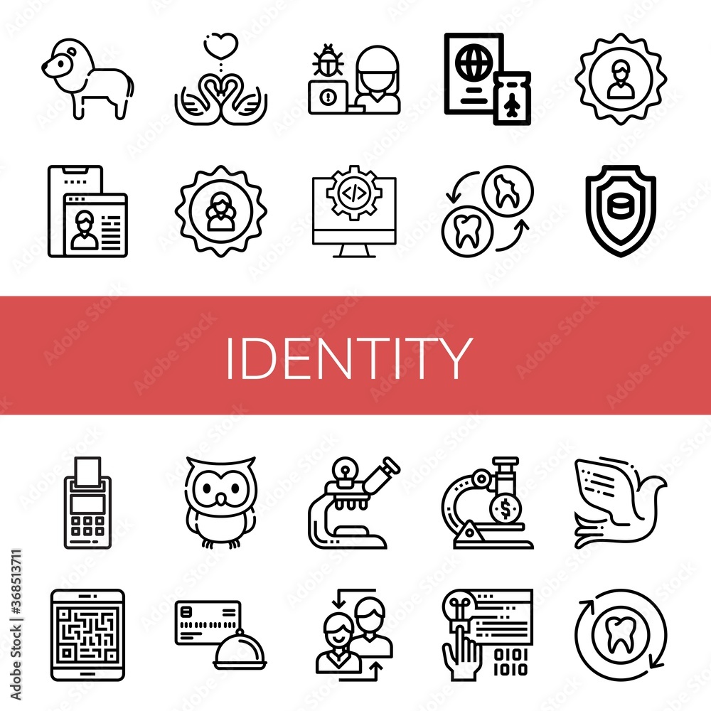 Sticker identity simple icons set