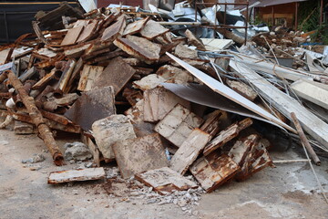 abandoned furniture in british suburb yard