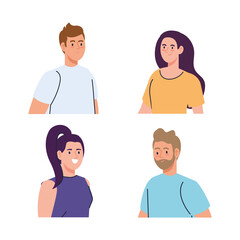 group of young people on white background vector illustration design