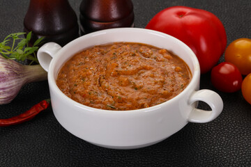Famous Spanish gazpacho tomato soup