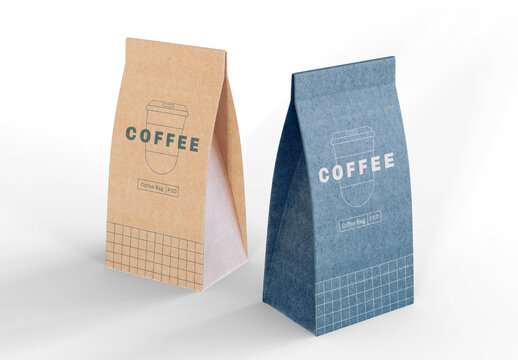 Brown Paper Food Bag Package of Coffee. Vector Mockup Template. Vector Packaging  Design. Stock Illustration - Illustration of brand, coffee: 84899736