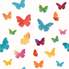 Seamless pattern with watercolor butterflies