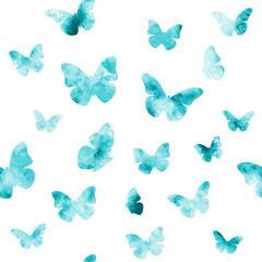 Seamless pattern with watercolor butterflies