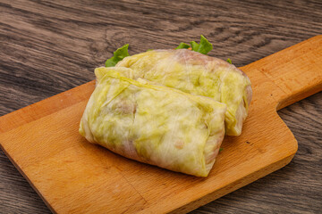 Homemade raw stuffed cabbage with meat