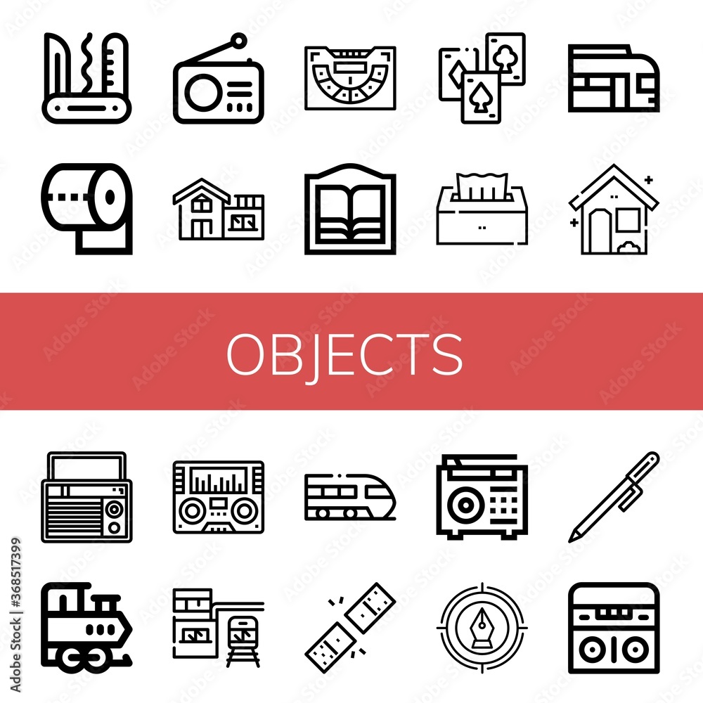 Sticker set of objects icons