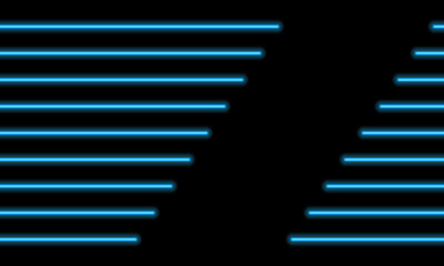 Background, neon blue stick lines. Beautiful glowing geometric elements. Copy space. Vector illustration.