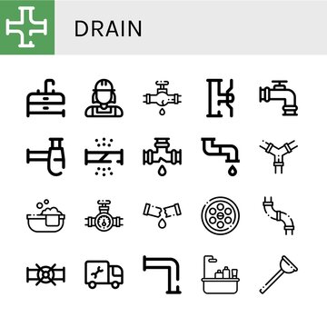 drain icon set