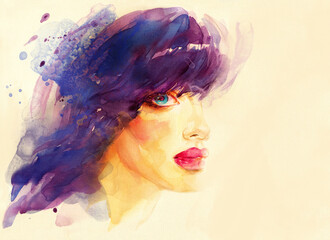 beautiful woman. fashion illustration. watercolor painting
