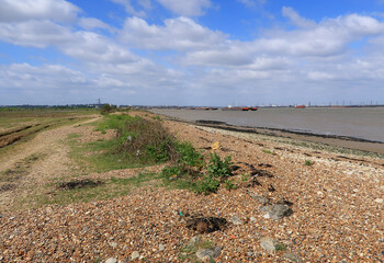 A view along the Saxon Shore Way next to the River Thames at Shorne
