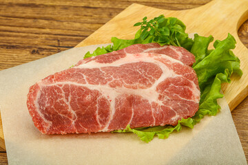 Raw pork meat neck steack