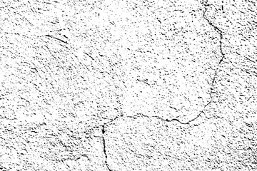 Cracked plaster wall surface. Black vector texture on transparent background. Subtle monochrome stain. Natural rough grit effect. Aged vintage overlay. Rustic grunge material. Abstract curvy crack