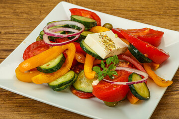 Traditional Greek salad with feta cheese
