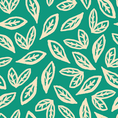 Seamless hand drawn pattern with leaves