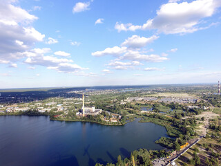 Fototapeta premium Aerial view of the saburb landscape (drone image). Near Kiev