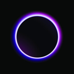 Abstract astronomy wallpaper - purple neon ring. Solar eclipse. Vector illustration.