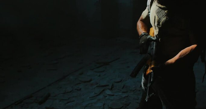 AK- 47 assault  rifle. Military conflict 