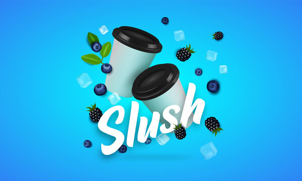 Slush Cup Blue Berry Vector Mockup