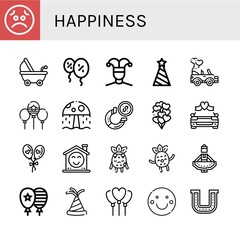 happiness simple icons set