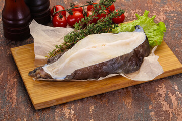 Raw wolffish steak