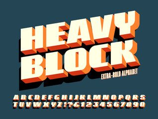 Vector Alphabet; A Bold Block Lettering Font with 3d Depth and a Drop Shadow