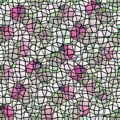Isolated mosaic pattern featuring interconnected mosaic tiles and  jellyfishes