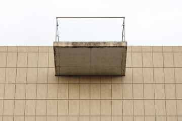 Abstract architecture. Close up of a balcony on the top of a building.