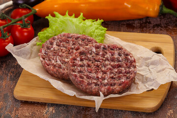 Raw burger cutlet