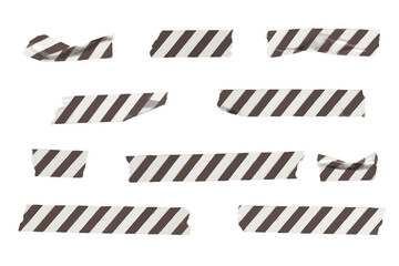 Vector striped wrinkled washi tape stripes set
