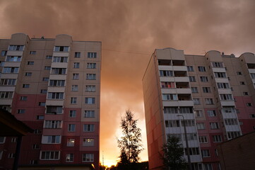 apartment building in the night