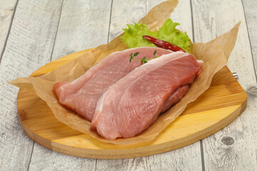Juicy raw pork steak meat