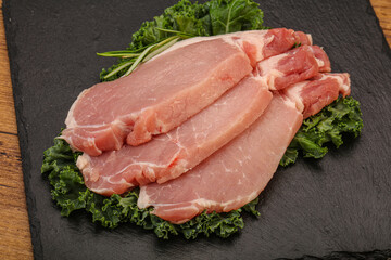 Raw pork steak for cooking