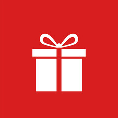 Gift box. White color vector icon. Collection concept symbol for infographic project and logo