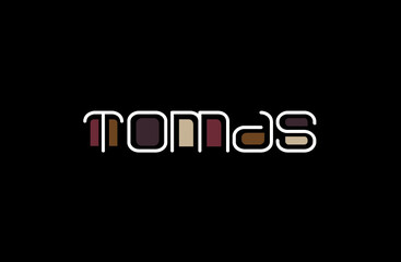 Tomas Name Art in a Unique Contemporary Design in Java Brown Colors
