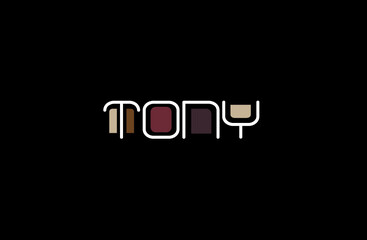 Tony Name Art in a Unique Contemporary Design in Java Brown Colors