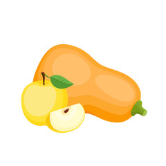 Bright vector set of colorful apple, pumpkin.